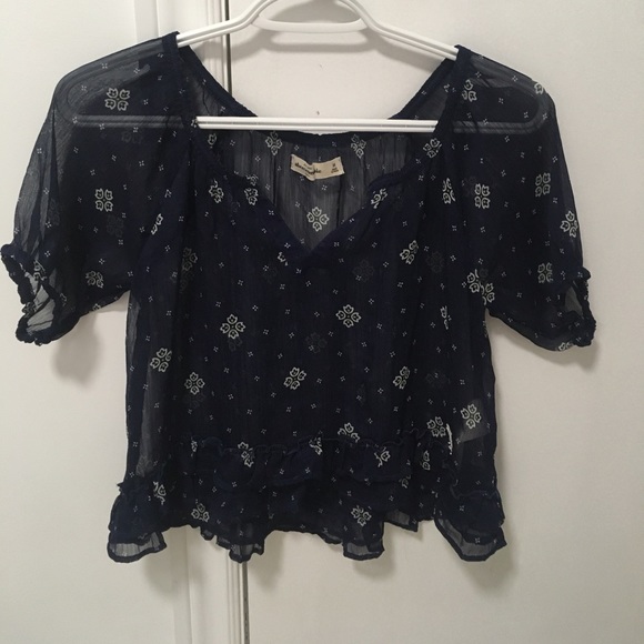 Abercrombie & fitch kids medium navy pattern see through flowy tank top cute - Picture 1 of 4